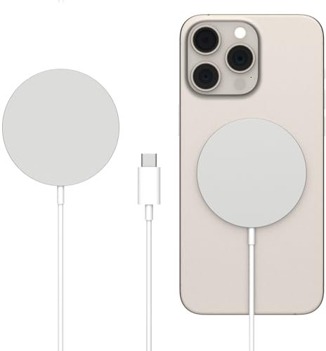 BOVYFUW MagSafe Caricatore, Certificato MFi Caricabatterie Veloce Magnetico Wireless USB C 15W, Caricatore a Induzione Compatibile con iPhone 15/15 Plus/15 Pro/15 PRO Max/14/13/12 (1 Metro)