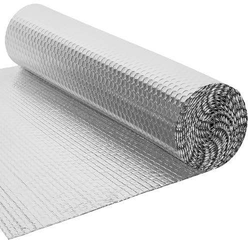 BLOSTM Rotolo di pellicola isolante 5 m x 60 cm, pannelli riflettenti per radiatori, per pavimenti, soffitti, tetti, pareti, rotolo isolante riflettente 3 in 1, barriera termica e vapore, per