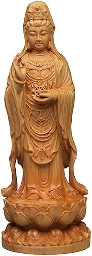 GeRRiT Feng Shui Guan Yin-Statue auf Lotussockel stehend Quan Yin Ostasiatische Göttin des Mitgefühls und der Barmherzigkeit Skulptur Meditierende Buddha-Figur