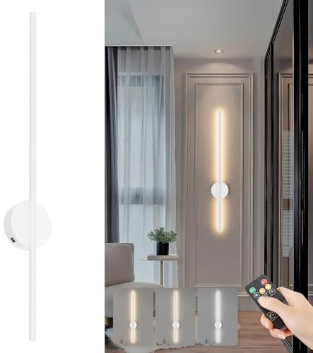 Aipsun Akku Wandleuchte mit Fernbedienung innen, 10000mAh, 6W, 100CM, mit Dimm- und Timing-Funktionen, wandleuchte dimmbar innen, geeignet für Wohnzimmer, Schlafzimmer, Esszimmer (weiß)