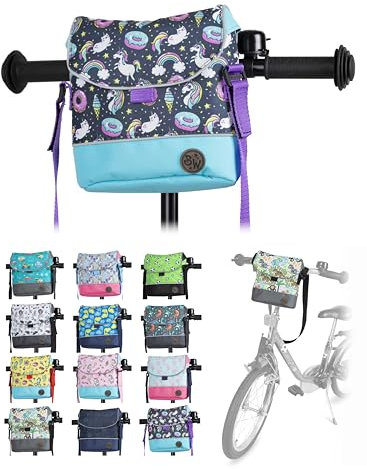 BAMBINIWELT Kinder Lenkertasche – Fahrradtasche für Kinder, Laufradtasche & Lenkerkorb mit Schultergurt – kompatibel mit Puky, Woom & Roller – wasserabweisend & robust, Farbe: Modell 24
