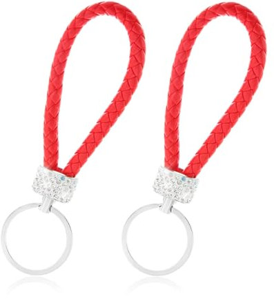 Ohleats Lot de 2 porte-clés de voiture avec strass étincelants compatibles avec toutes les clés de voiture (rouge)