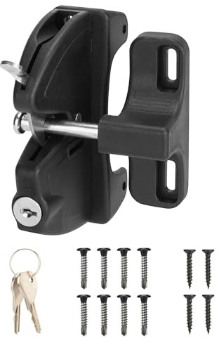 HILLMASTER Chiavistello a 2 lati con chiave, serratura a gravità per cancelli esterni, serratura per cancelli esterni, serratura per cancelli per cancelli, recinzioni per metallo, legno, vinile,