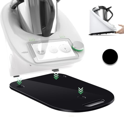 für Thermomix TM6 / TM5 Gleitbrett Acryl, Rollbrett für Thermomix Vorwerk Küchenmaschine TM6 TM5 Zubehör Unterlage Brett, Hochwertiger Gleiter aus Premium Acrylglas für Thermomix, Glänzend Schwarz