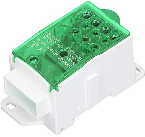 Fictory Klemmleiste Abzweigdose Fictory UKK500 C45 Klemmleiste Abzweigdose, 690V 500A Einpolige Schiene Stromabzweigdose, Grün, DIN-Schienenklemmengehäuse, Stromabzweigverteilerkasten