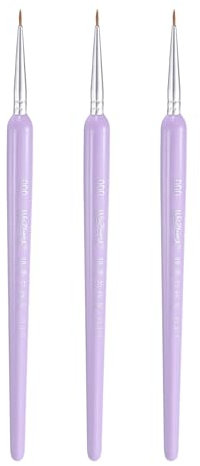 sourcing map 3pcs Detail Paint Brushes 6mm Pointed Tip Nylon Hair Miniature Painting Brush for Watercolor Oil Acrylic Painting(000#), Purple