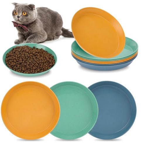6 PCS Cat Food Dish, Shallow Cat Wet Food Flat, Kittens Food Plates, Whisker Fatigue Free Cat Food Bowls, Wide Pet Food Plate, Feeding Bowl for Short Legged Cats and Dogs