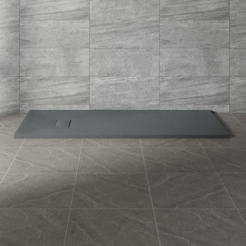 NRG 1800x700mm Anthracite SMC Rectangle Shower Tray Slip-Resistance Bathroom Shower Enclosure Base Tray