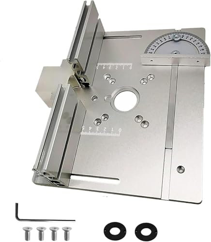 ZUSKYZU Set mit 3 Frästisch Einlegeplatten, Aluminiumlegierung, Frästisch Einlegeplatte für Oberfräsen, Router Table Insert Plate, Silver Fräsplatte Gravur-Hilfswerkzeug mit Gehrungslehre