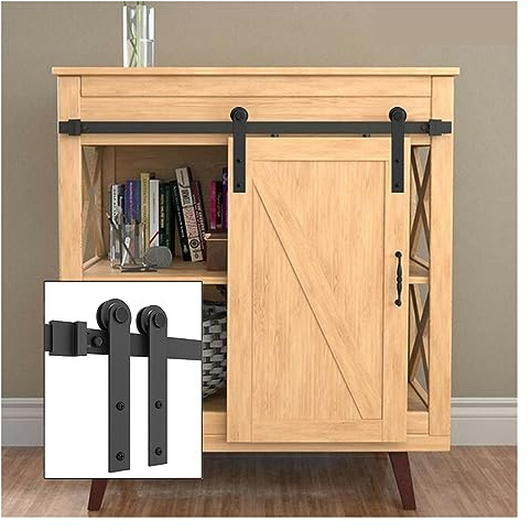 Schiebetürbeschlag, 24-82-Zoll-Super-Mini-Schrank-Schiebetür-Hardware-Kit, Schienenrollen for TV-Ständer, Schrankfenster, breite Türverkleidung(72in 182cm)