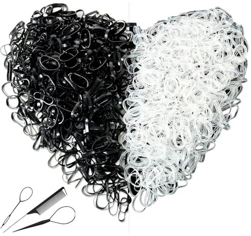 1000PCS Elastic Hair Bands, Small Hair Bands with 2 Hair Braid Tools and Tail Comb for Kids, Braids, Wedding Hairstyles