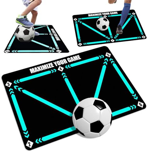 YUJUVI Fußballmatte Fußball Trainingsmatte 60x90 cm Fussball Schritt Trainingsmattem Rutschfeste Fußball Schritt Trainingsmatte Ballkontrolle Stoßdämpfende Fussball Matte