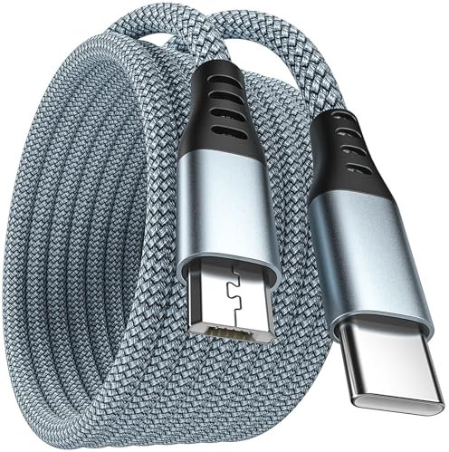 USB C to Micro USB Cable 2M, USB Type C to Micro Cable Nylon Braided USB C to Micro Charger Cable Android Charging Cord Dast Sync Compatible for Samsung Galaxy S7/S5/J3/J5/J7,Huawei,HTC,LG.etc