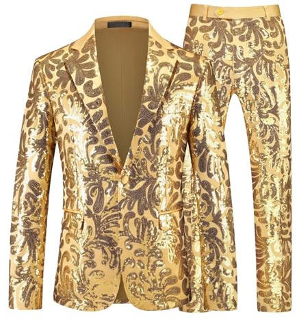 Vhersily 2025 Set Jacke + Hose Herren Mit Pailletten Goldenes Kleid Tanz Kleid Männlich Blazer Für Events Curvy Samt Hochzeit Moderne Kleidung Bequeme Prom Anzüge Arbeit Für Abend