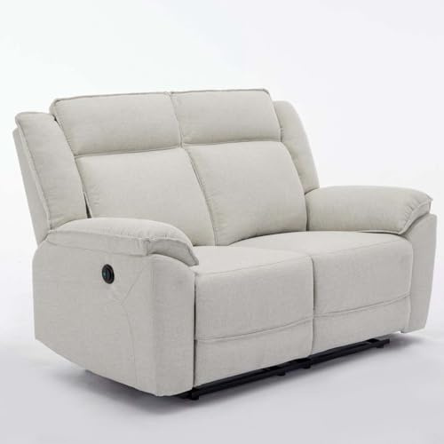 More4Homes SKYE ELECTRIC RECLINER 1+2+3 LINEN FABRIC SOFA (Beige, 2 Seater)