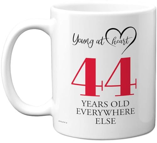 Tazza da caffè in ceramica da 325 ml, regalo per il 44° compleanno per donne e uomini, regalo divertente perfetto per quarantaquattro e quarantaquattresimo compleanno, tazza da caffè in ceramica da