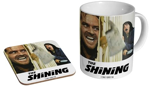 mugmart The Shining Jack Nicholson 1980 - Ceramic Coffee Mug + Coaster Gift Set - Iconic “Here’s Johnny” Classic Horror