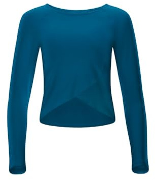 WINSHAPE Damen Functional Light and Soft Cropped Long Sleeve Top Aet131ls mit Overlap-Applikation Yoga-Shirt (1er Pack)