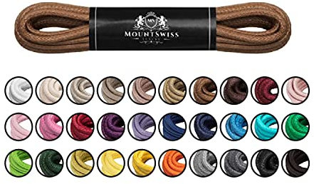 Mount Swiss Luxury Schuhbänder I Wasserabweisende und reißfeste Schnürsenkel rund ø 2-3 mm aus feiner Baumwolle/gewachst Farbe: Ginger, Länge: 90 cm