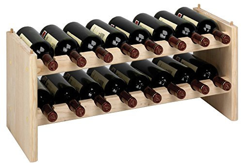 Piushopping Cave à vin modulaire en bois de pin naturel 16 emplacements pour module Dimensions 69 x 27 x H 30 cm