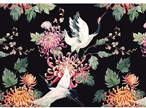 Runa Art Papier peint intissé 396 x 280 cm cigogne fleurs | Toison Décoration Murale Salon Chambre á Coucherr | Fabrication Allemande | noir 9361012b