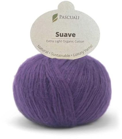 Pascuali Suave | Strickwolle aus 100% Bio Baumwolle, zum Stricken und Häkeln, Farbe:Pflaume 66