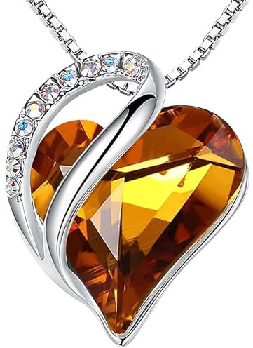 Leafael Infinity Love Herzanhänger-Kette für Damen – Geburtsstein Halskette mit Kristallen, rhodiniert, nickelfrei & hautfreundlich – Edler Damenschmuck mit 45 + 5 cm Kette und Karabinerverschluss