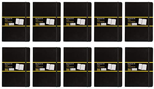 Idena 209281 Notizbuch FSC-Mix, kariert, Papier cremefarben, 96 Blatt, 80 g/m², Hardcover in schwarz (10 Stück, A5)