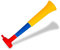 FUN FAN LINE - Pack x3 Plastik Vuvuzela Trompeten. Zubehör für Fußball- und Sportfeste. Geräuschvolles Lufthorn für die Animation. (Kolumbien)