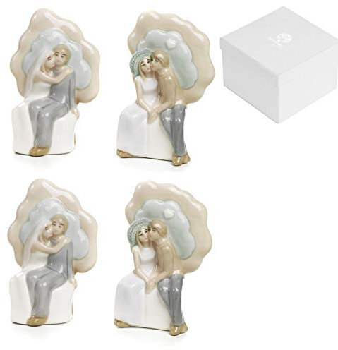 Mandorle by Paben 4 Pezzi Bomboniera Matrimonio Coppia Innamorati Sposi Albero della Vita in Porcellana con Scatola bomboniera Regalo