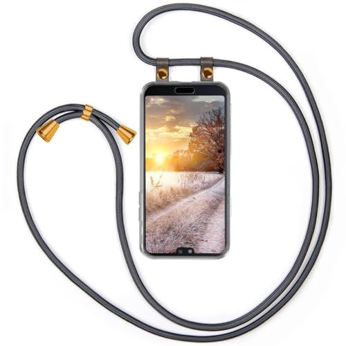 moex Handykette für Huawei P20 Pro Hülle mit Band abnehmbar, Handyhülle mit Kette zum Umhängen, Handyband Kordel Umhängehülle, Necklace Handy Umhängeband, Anthrazit