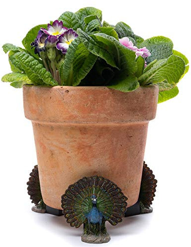 Potty Feet Peacock Figures Plant Pot Feet - Planter Support - Handmade Decorative Ornaments - 3pcs
