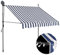 vidaXL Toldo Manual Retráctil, Sombrilla con LED, Pabellón de Protección para Ventana, Toldo para Jardín Terraza Balcón, Azul y Blanco 150 cm