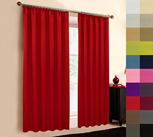A-TEXTILE-24 Hochqualitativer Verdunkelungsvorhang nach Maß, Kräuselband, auf Maß vorhänge, Maßanfertigung, Gardinen nach Maß, Vorhang, Rot (Höhe: 300cm x Breite: 145cm)