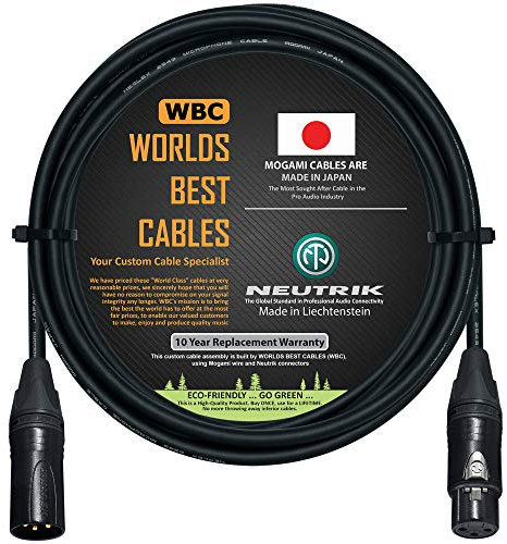 WORLDS BEST CABLES 4 Meter - Balanced Microphone Cable CUSTOM MADE using Mogami 2549 (Black) wire and Neutrik NC3MXX-B & NC3FXX-B Gold XLR Plugs