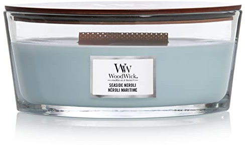 WoodWick Ellipse Duftkerze mit knisternder Docht | Seaside Neroli | Brenndauer bis zu 50 Stunden