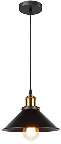 iDEGU Industrie Pendelleuchte Design Edison Retro Hängelampe aus Metall Vintage Deckenleuchte E27 Hängeleuchte für Esszimmer Küche Wohnzimmer (Schwarz, 1 Stück)