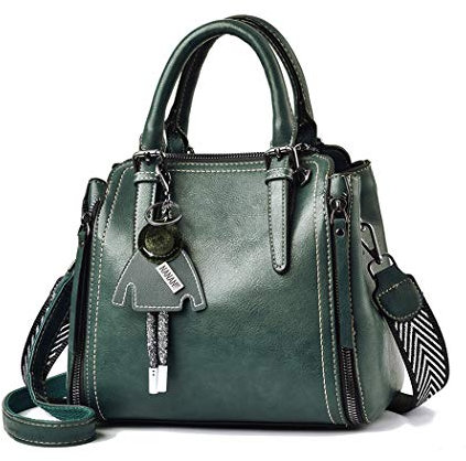 BUKESIYI Damen Tasche Umhängetasche Handtasche Frauen Klein Schultertasche Weekender Lack PU Leder DE77139 Grün