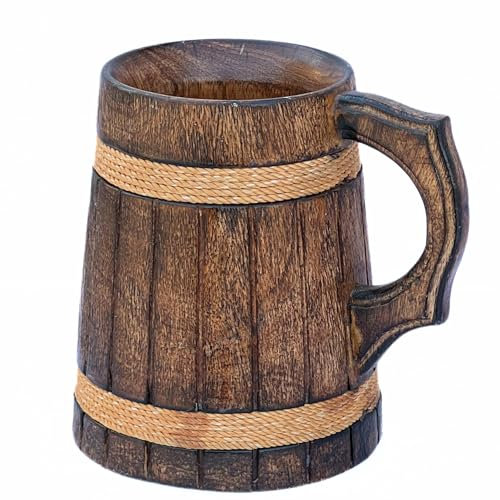Ancient Rustic Wooden Beer Mug Medieval Inspired Souvenir Wood Tankard Groomsmen Beverage Stein