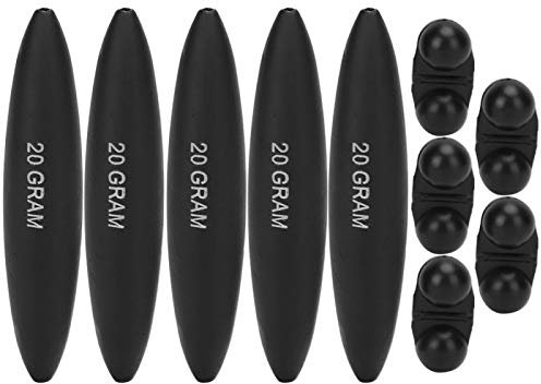 EVTSCAN Wels Schwimmer und Glocke, Angelzubehör 5 Stück tragbare Schwarze hochfeste Schwimmer, für Crappie Wels Outdoor Salzwasser Santee Rig(30g)