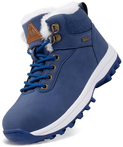 Mishansha Scarpe Bambino Invernali Stivaletti Bambina Invernali Impermeabili Scarpe da Neve Bambini Outdoor Antiscivolo Stivali Invernali Blu,Gr.26