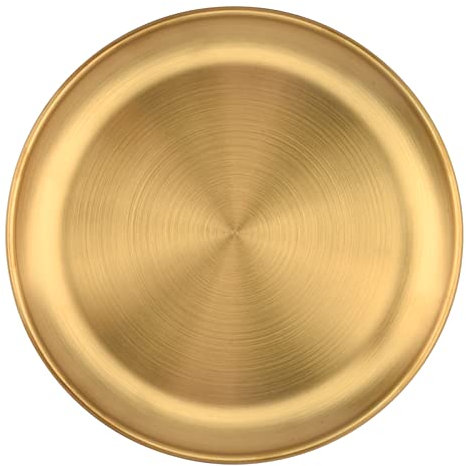 Fiacvrs Rundes Messing-Tablett, Retro-Teller, Tischdekoration, leicht zu reinigen, Edelstahl-Schmuck-Organizer, rundes Tablett für modernes Zuhause, Schmuck, Make-up