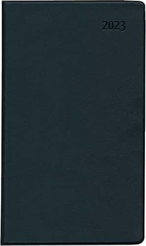 Taschenplaner schwarz 2023 - Bürokalender 9,5x16 cm - 32 Seiten - 1 Monat auf 2 Seiten - separates Adressheft - faltbar - Notizheft - 520-1020