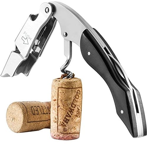 Aubeifou Couteau de Sommelier, Tire-Bouchon Professionnel, Tire Bouchon Professionnel en Acier Inoxydable avec Manche en Bois,Tout-en-Un et décapsuleur Vin avec décapsuleur et Coupe-Capsule(Noir)…