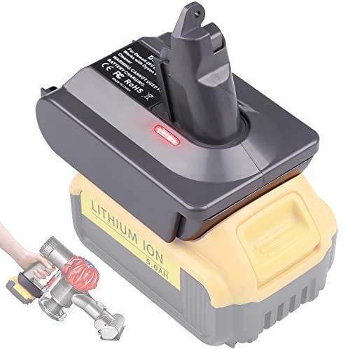 BTRUI for Dyson V6 Battery Adapter for Dewalt 18V/20V Battery Convert to for Dyson V6 DC58 DC59 DC61 DC62 SV04 SV09 Vacuum Converter (DW20V6 Adapter only)