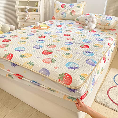bettwäsche-Sets,Latex-Bettlaken Cool Feeling Silk Summer Quilt Latex Seat Faltbare Bedruckte Soft-Sitzbettlaken Dreiteiliges Set