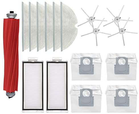 NOVAGO compatible avec aspirateur robot Roborock Q7 Max+ - (1 Brosse Principal+4 sacs poussieres+2 filtres+ 4 brosse latérale et 6 serpillère) (lot de 17 pièces)