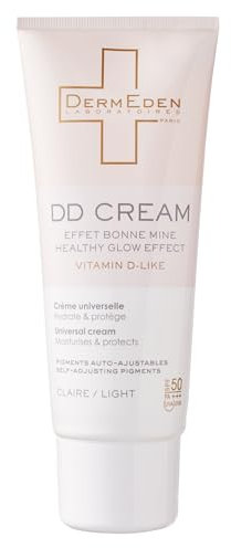DermEden - Tagescreme mit Good Mine-Effekt 50 ml - SPF 50, heller Farbton, parfümfrei - Schutz vor schädlichen Einflüssen des Lichts - Feuchtigkeitsspendend, Anti-Aging und reich an Vitamin D-Like