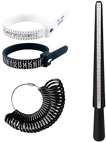 1Stücke Ringgrößenmesser Kunststoff Set, Ring Gauge Stick Ring Ringstock Ringmaß Dorn Set,Messgerät für den Durchmesser, Größenstandard UK, EU, USA und Schweiz