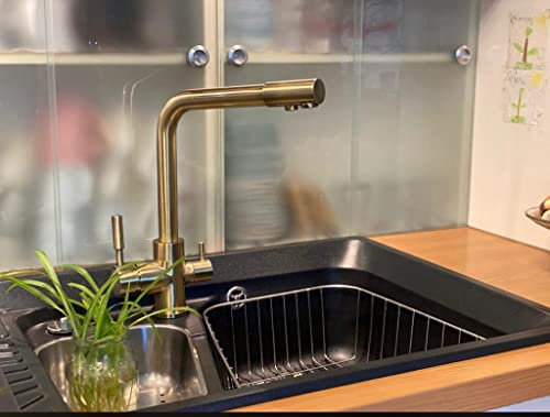 Drei-Wege-Wasserhahn 3 in 1 Armatur Küche Wasserhahn Wasserfilter 1801 (Gold)